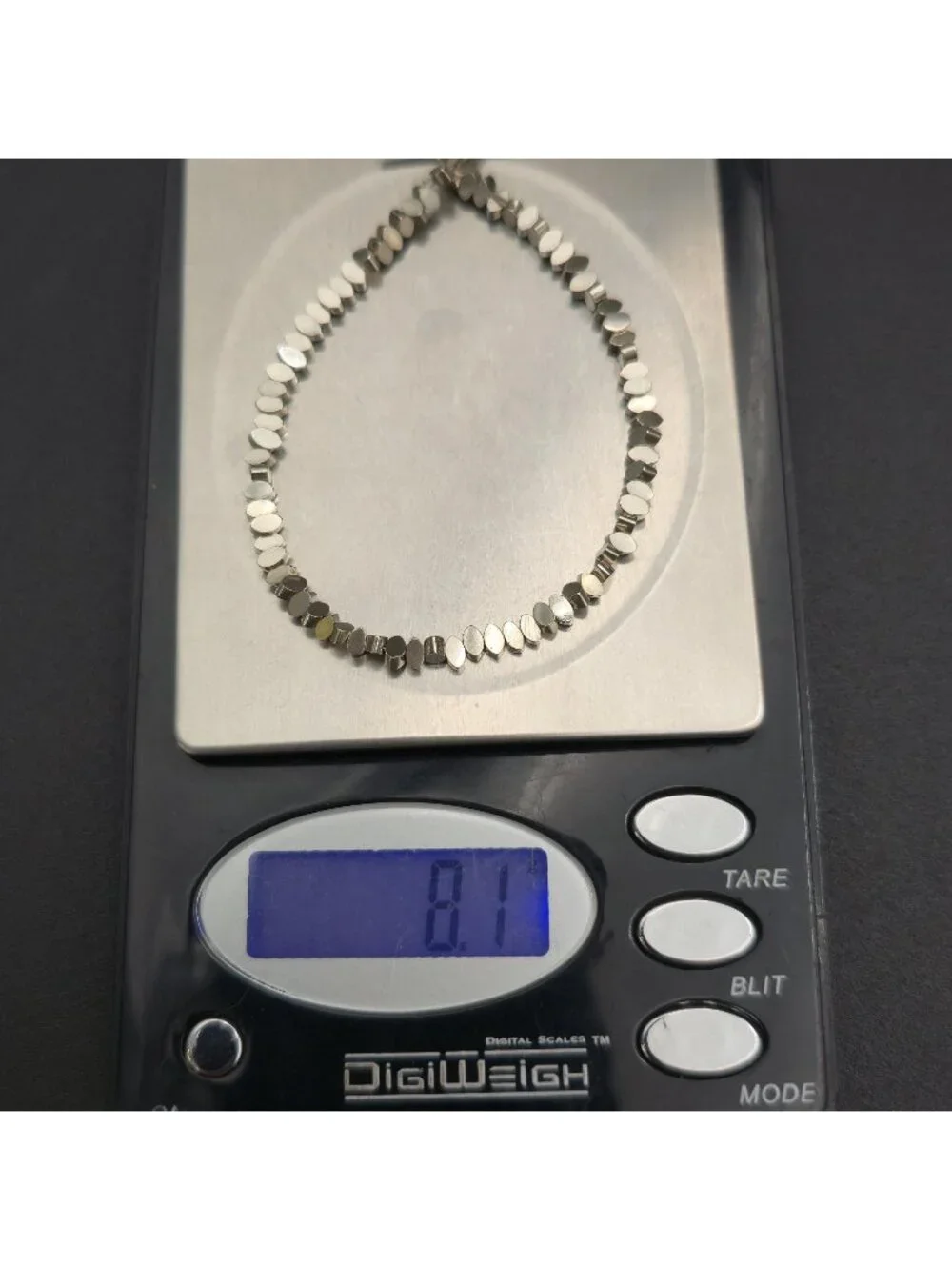 7 Inch Sterling Silver Multi Disc Bead Toggle Unique Bracelet A8158